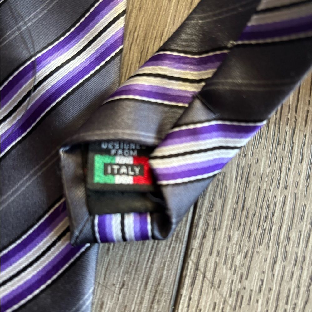 Brand Q Elegant Striped Purple Tie - Picture 4 of 5